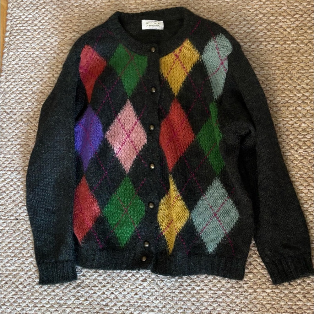 United Colors Of Benetton Multicolor Argyle Cardigan Sweater